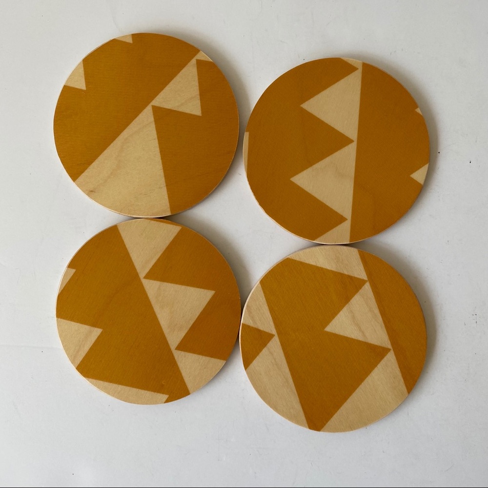 Wolfum Geometric Triangles Wooden Coasters